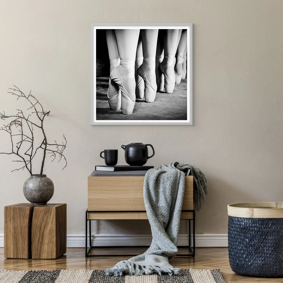 Plakát v bílém rámu - Společně, lehce - 60x60 cm