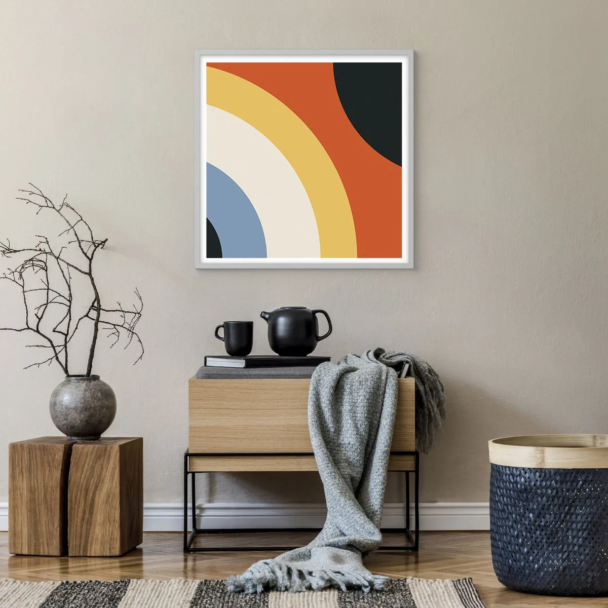 Póster en marco blanco - Círculo sobre círculo - 60x60 cm