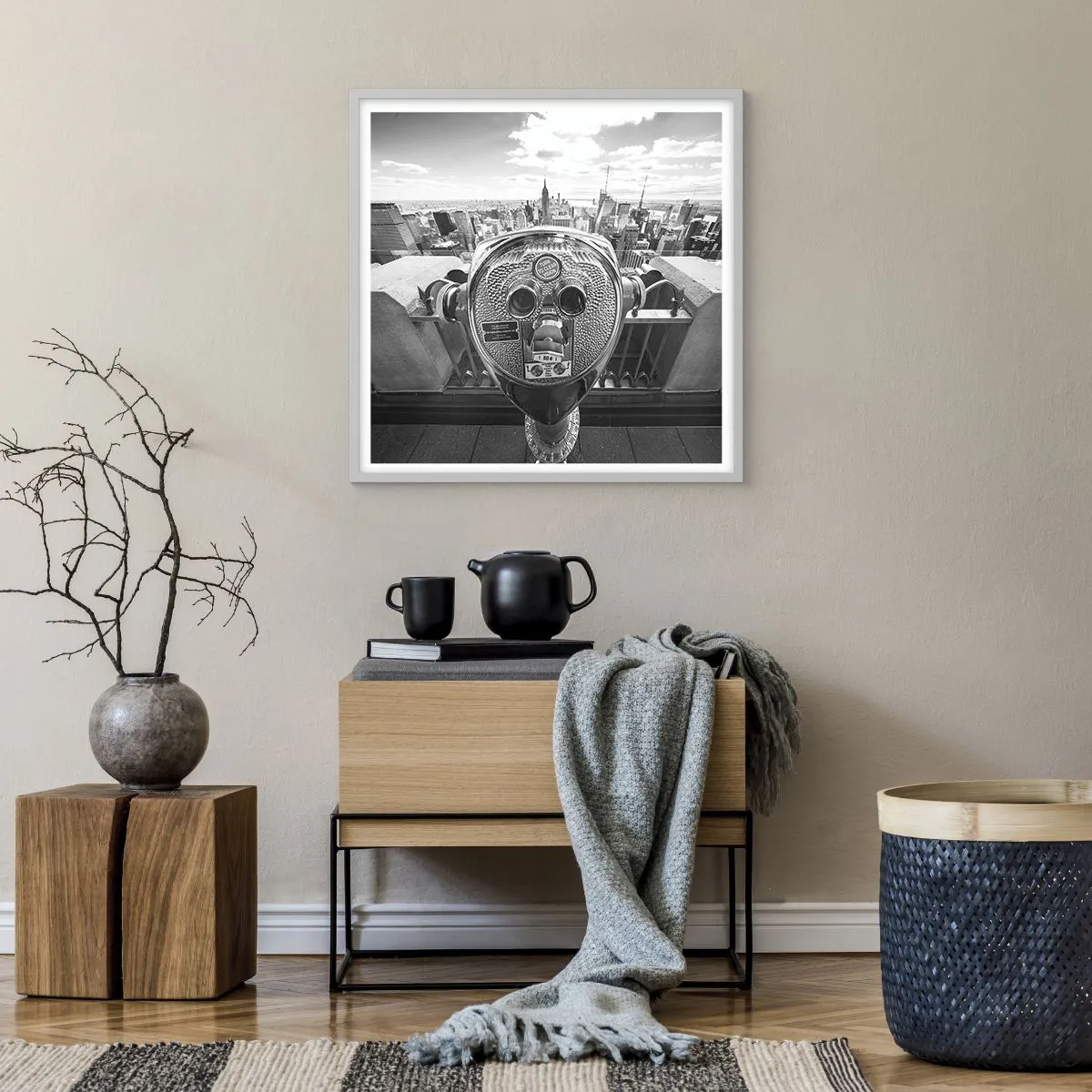 Póster en marco blanco - Sobre la ciudad - 60x60 cm