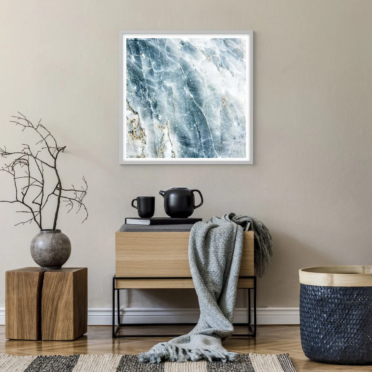 Plakat w białej ramie - Lodowy świat - 60x60 cm