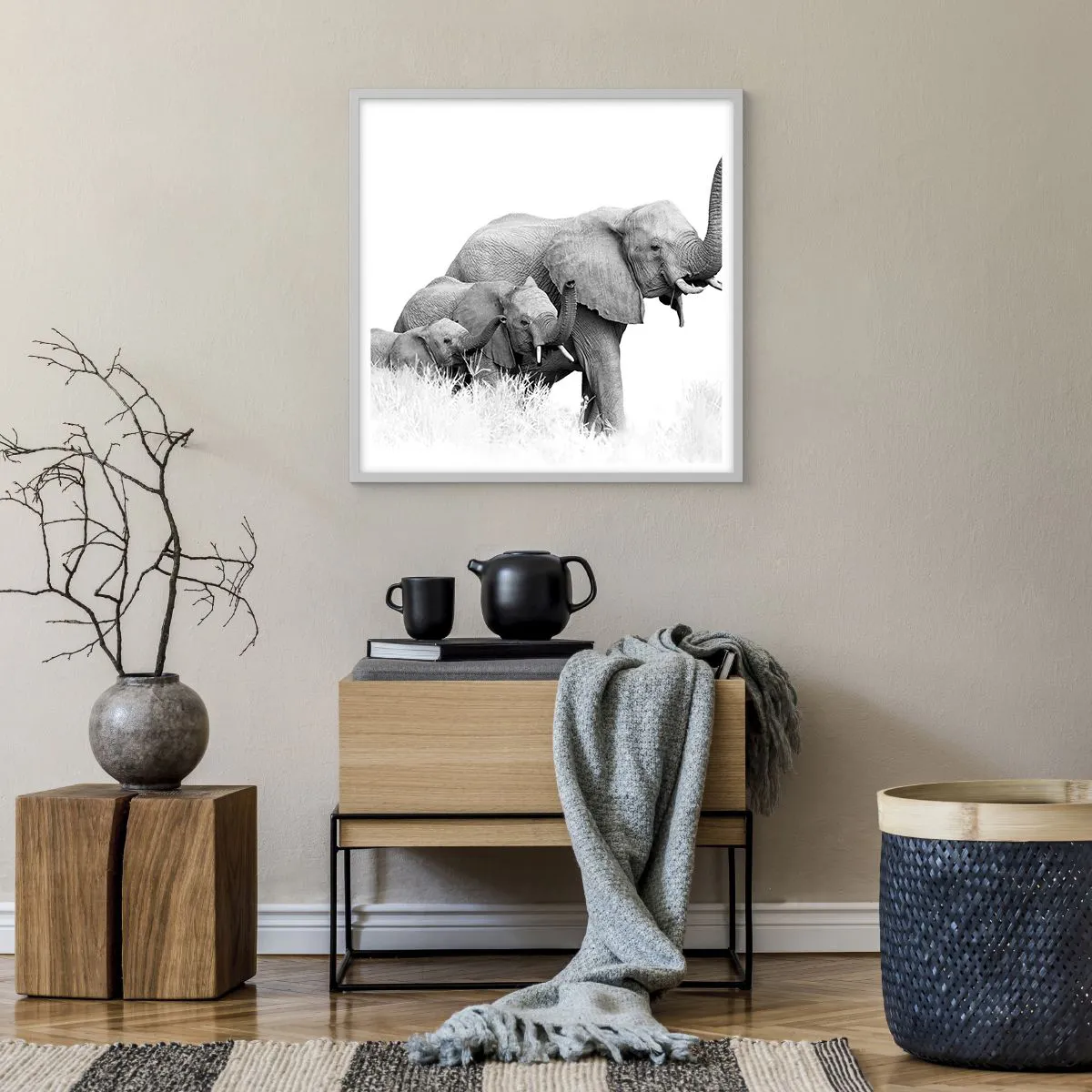 Affiche dans un cadre blanc - Poster - Un, deux, trois - 60x60 cm