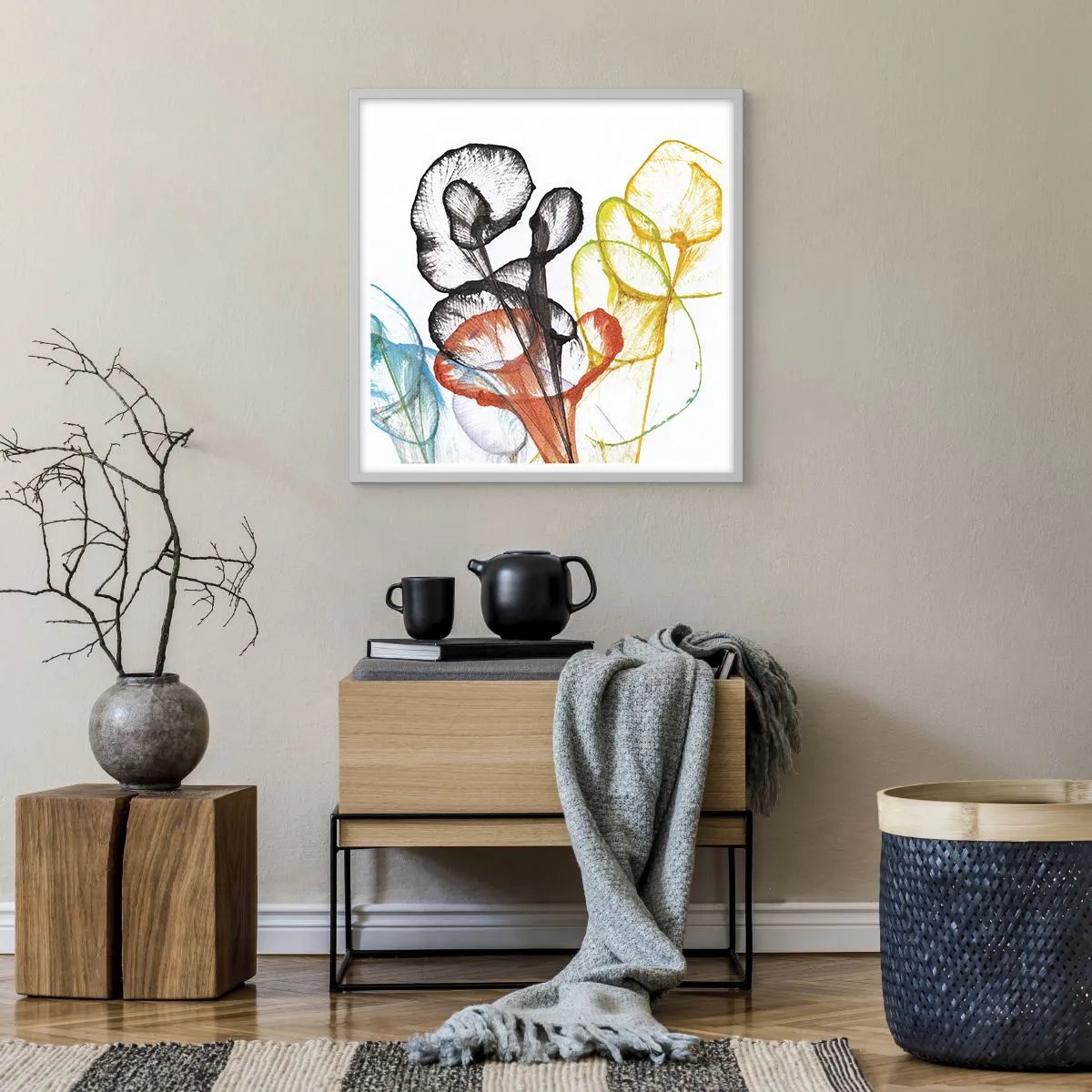 Poszter fekete keretben - Virágok lélekkel - 60x60 cm