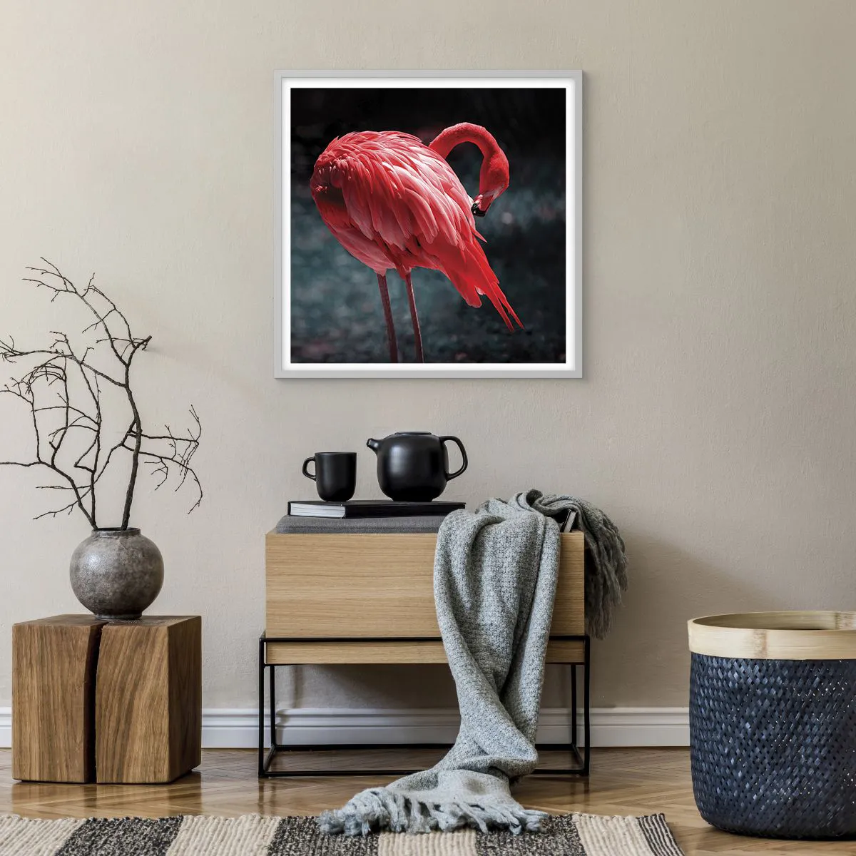 Poster in white frmae - Crimson Poem of Nature - 60x60 cm