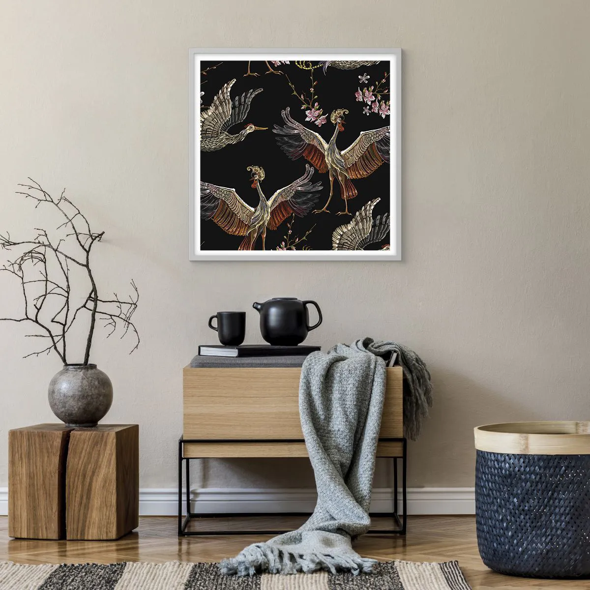 Affiche dans un cadre blanc - Poster - Un oiseau de conte de fées - 60x60 cm