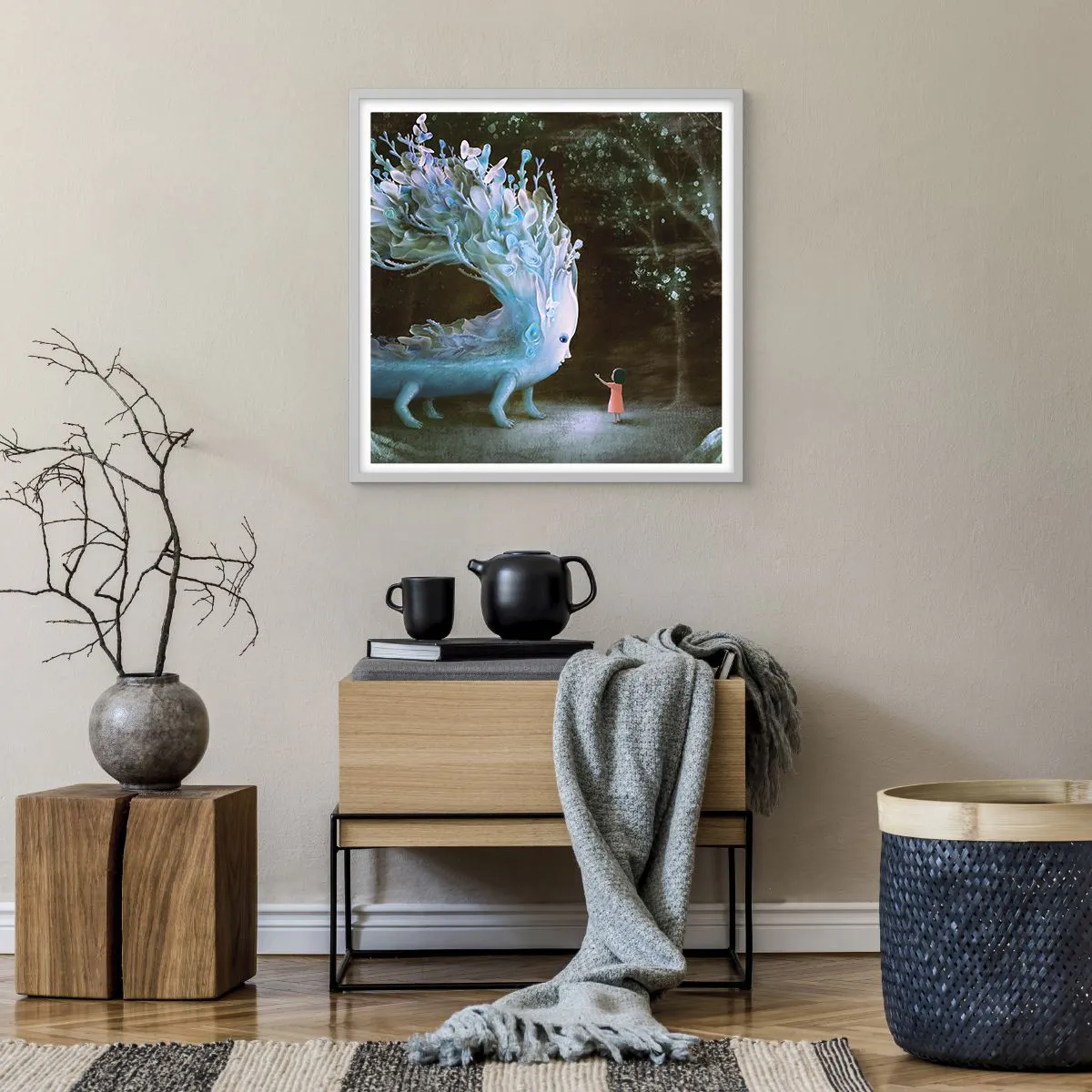 Poster în ramă albă - Întâlnire fantastică - 60x60 cm