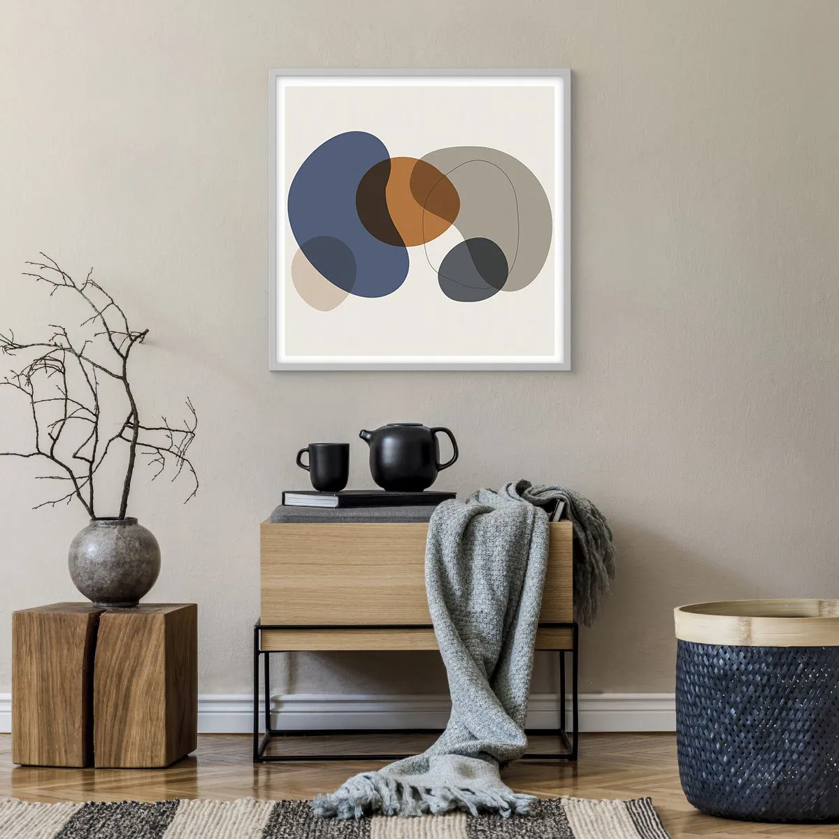 Plagát v bielom ráme - Kvapky farieb - 60x60 cm