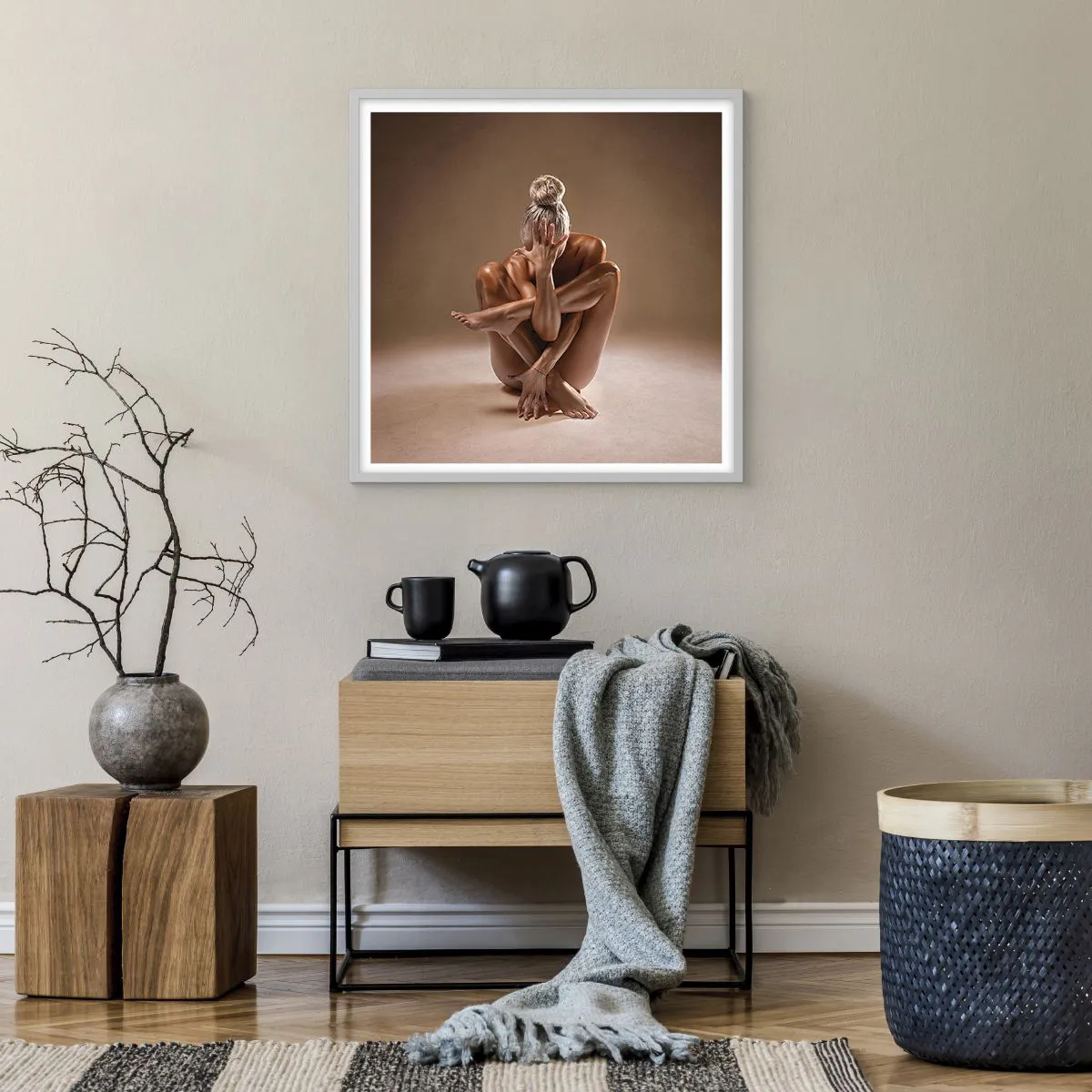 Poster în ramă albă - Unitatea trupului și a spiritului - 60x60 cm