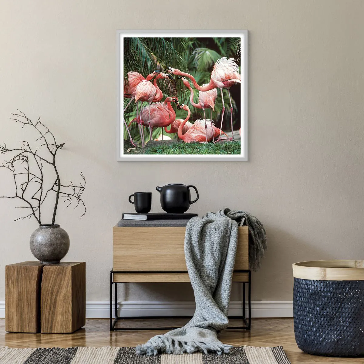 Affiche dans un cadre blanc - Poster - Potins d'après-midi - 60x60 cm