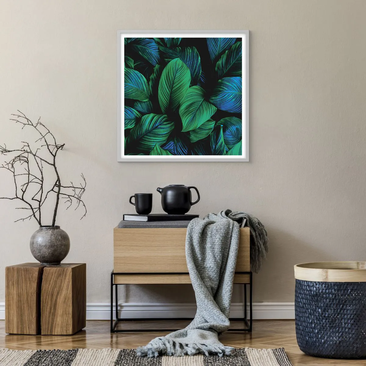 Plakát v bílém rámu - V zeleném davu - 60x60 cm