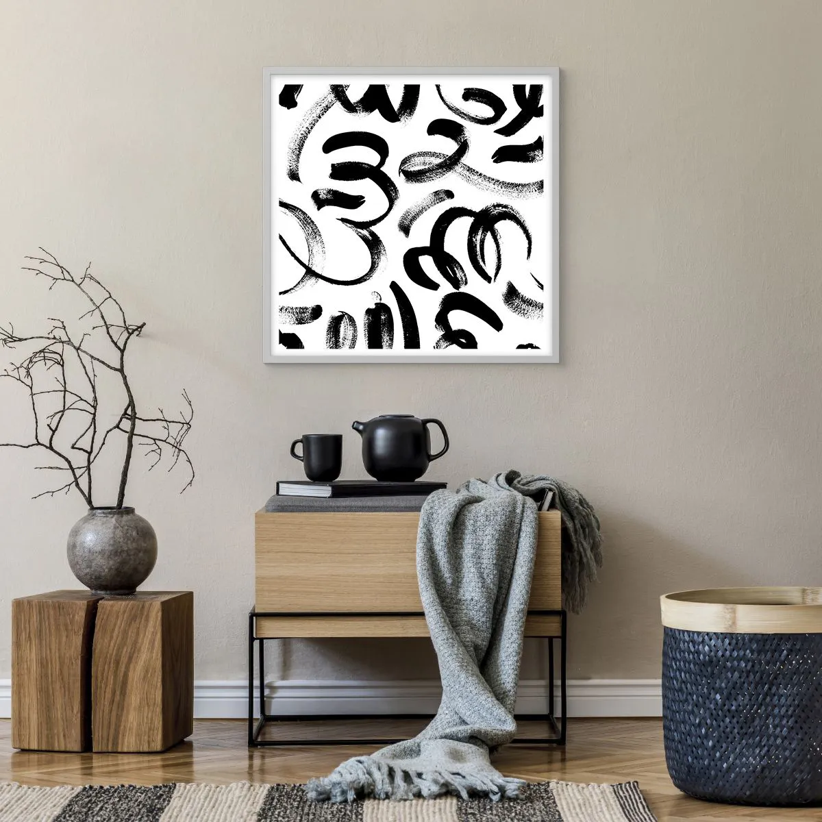 Plakat w białej ramie - Czarno na białym - 60x60 cm