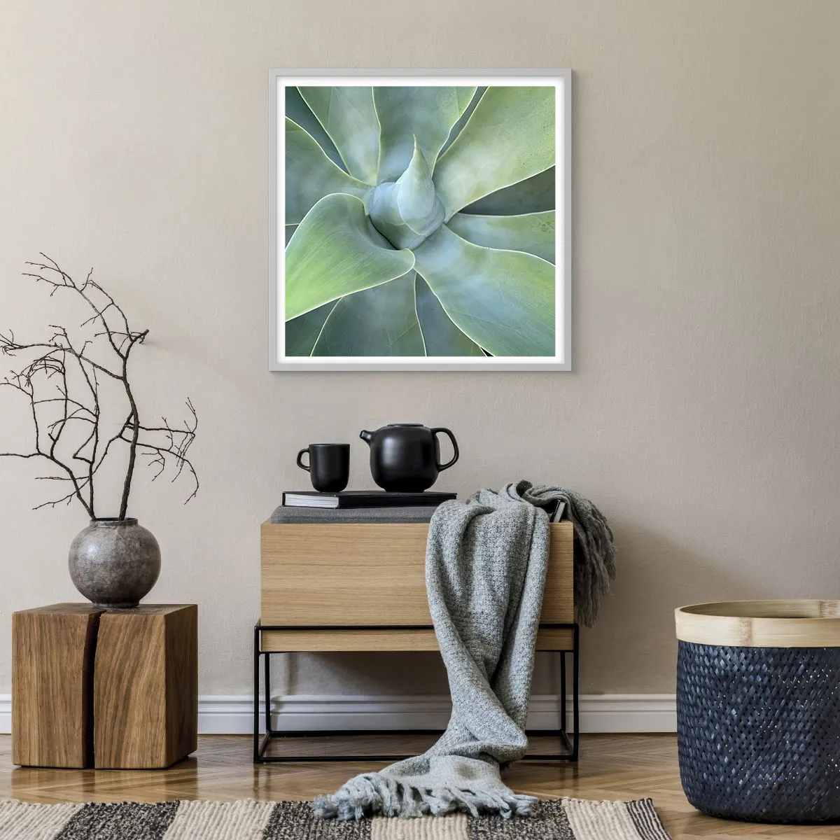 Poster in einem weißen Rahmen - Geburt des Grüns - 60x60 cm