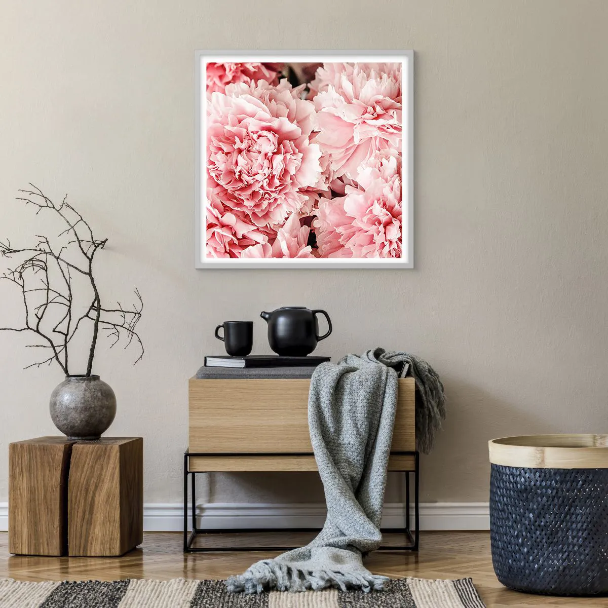 Affiche dans un cadre blanc - Poster - Rêve rose - 60x60 cm