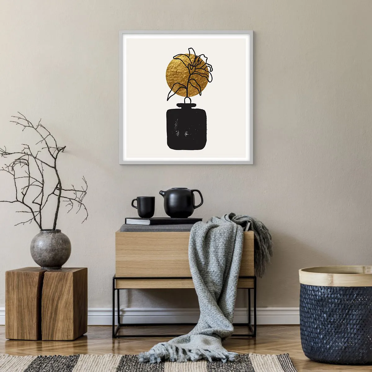 Póster en marco blanco - Belleza en equilibrio - 60x60 cm