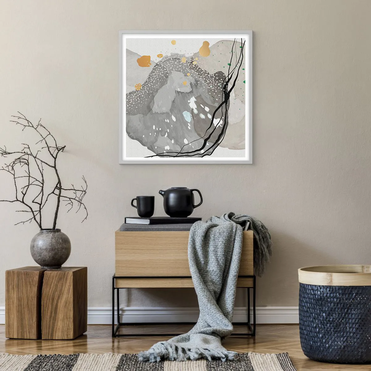 Poster in einem weißen Rahmen - Organische Komposition - 60x60 cm