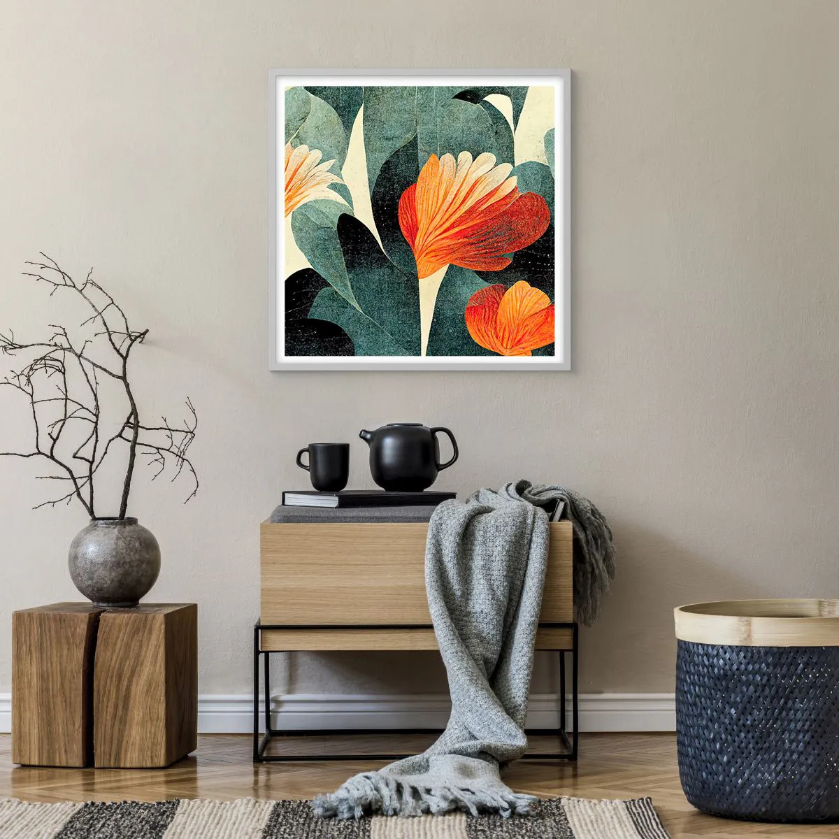 Affiche dans un cadre blanc - Poster - La chaleur des tropiques et la fraîcheur de la verdure - 60x60 cm