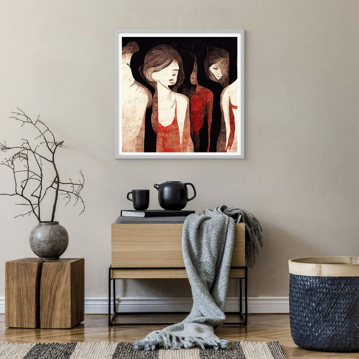 Plagát v bielom ráme - Madony z temnoty - 60x60 cm