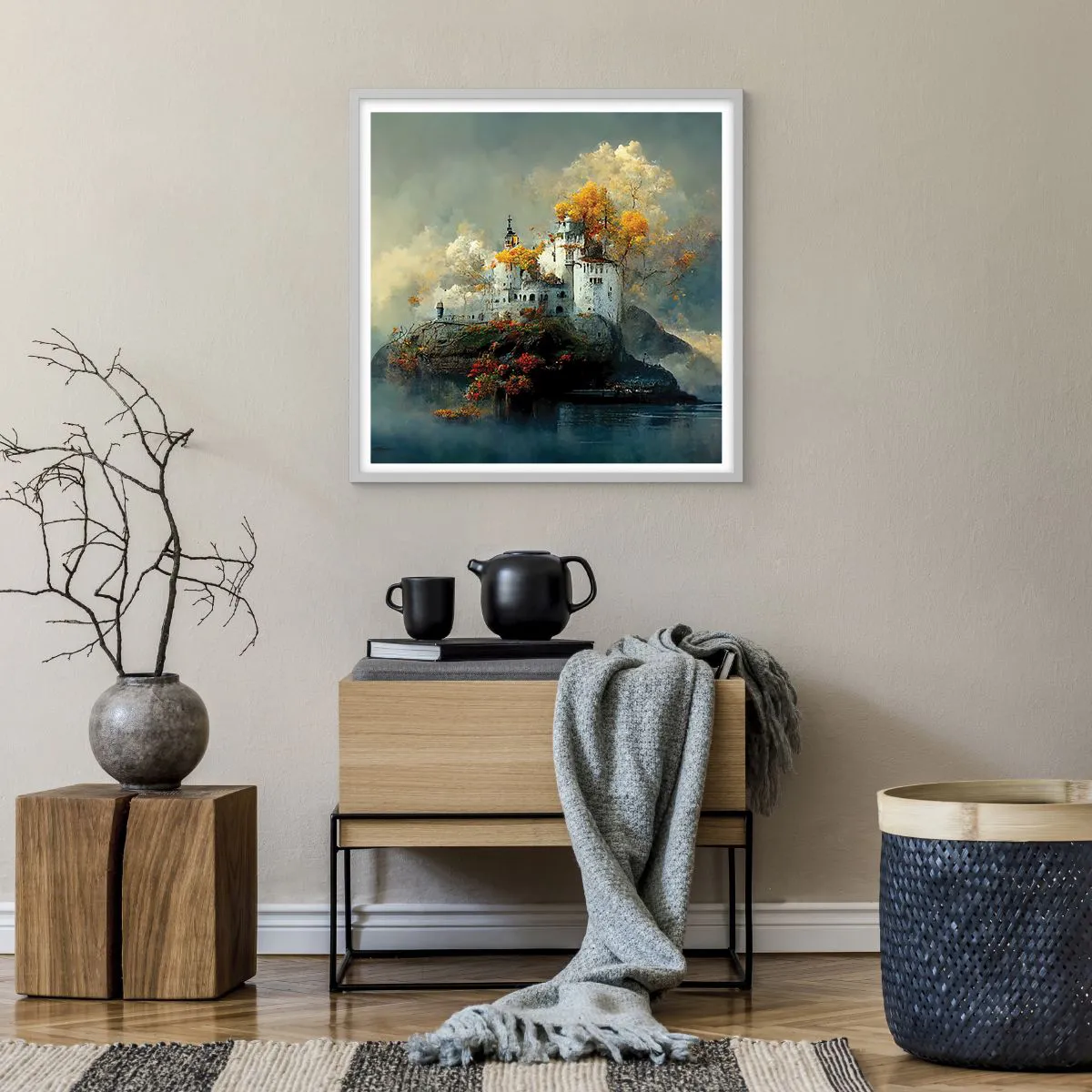 Affisch i vit ram - Början på en romantisk historia - 60x60 cm