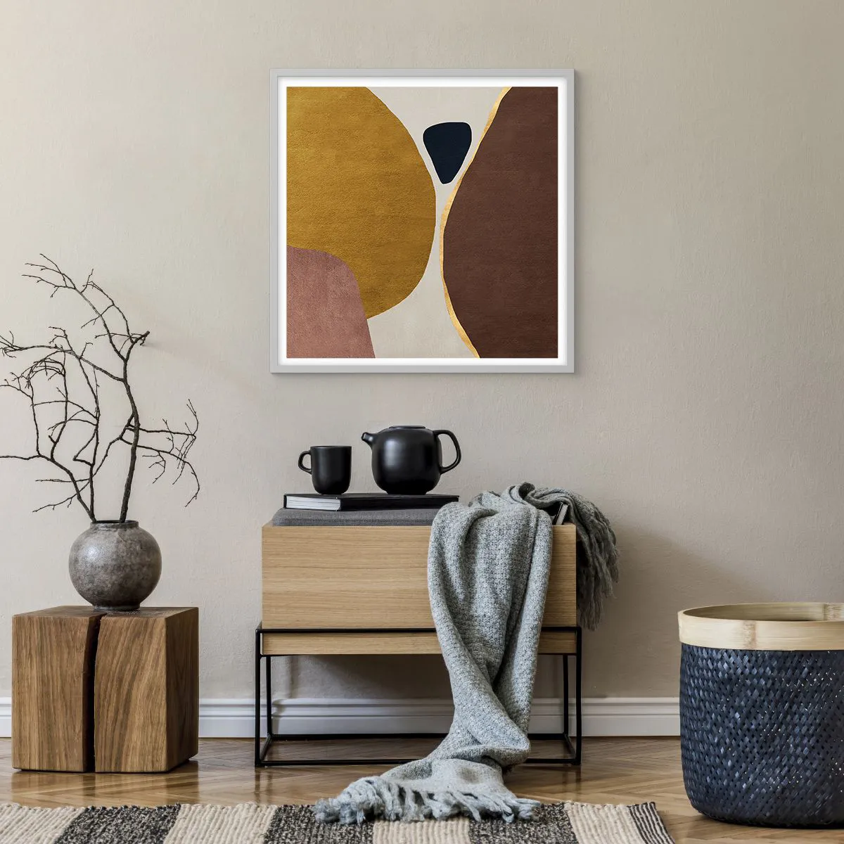 Affiche dans un cadre blanc - Poster - L'abstraction – une place dans l'espace - 60x60 cm