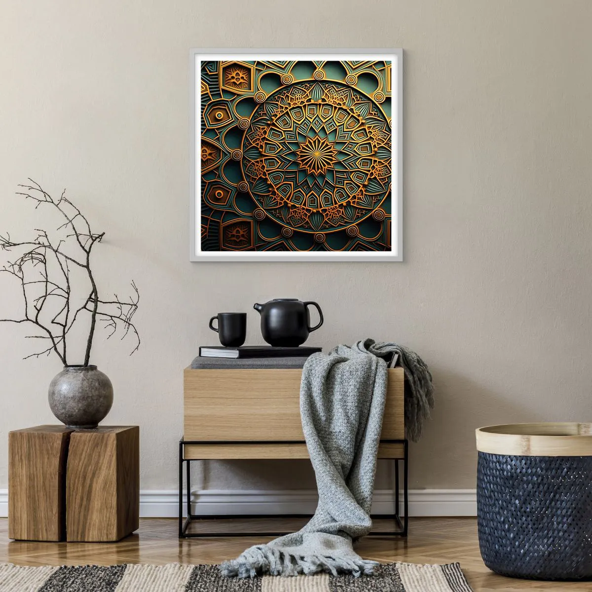 Affiche dans un cadre blanc - Poster - Dans une ambiance arabe - 60x60 cm