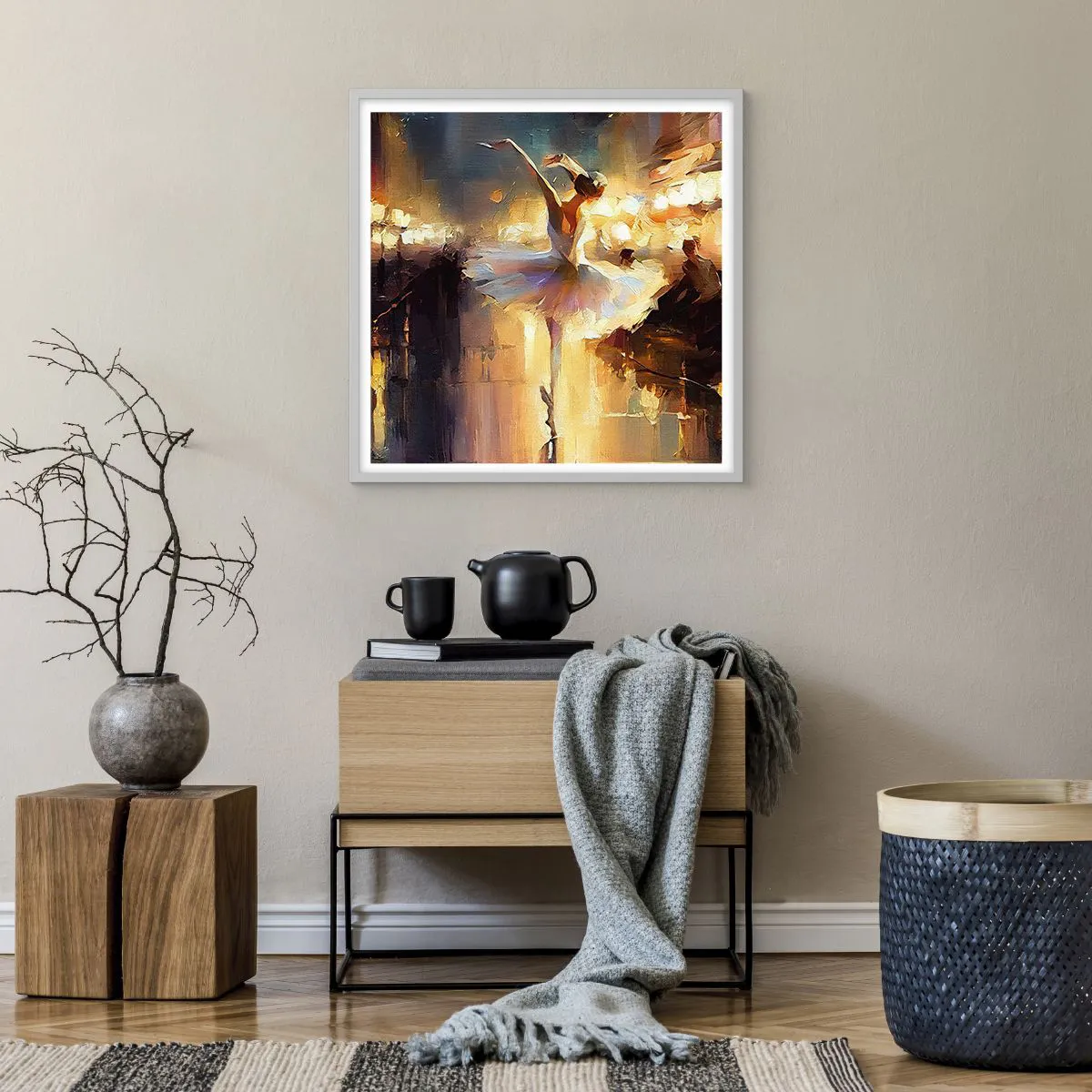 Pôster em moldura branca - Milagre na rua - 60x60 cm