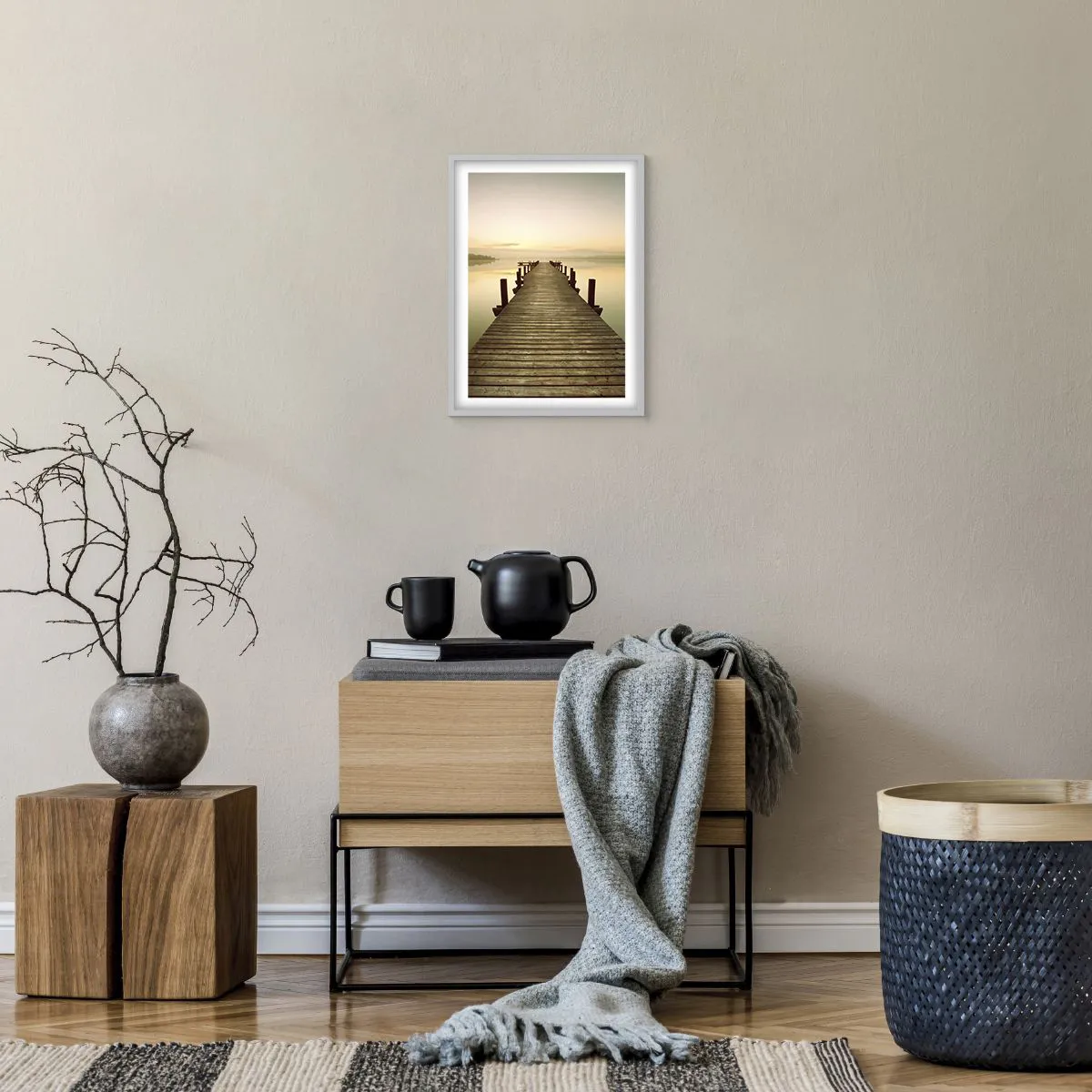 Poszter fekete keretben - Hajnal előtt, hajnal, fény - 30x40 cm