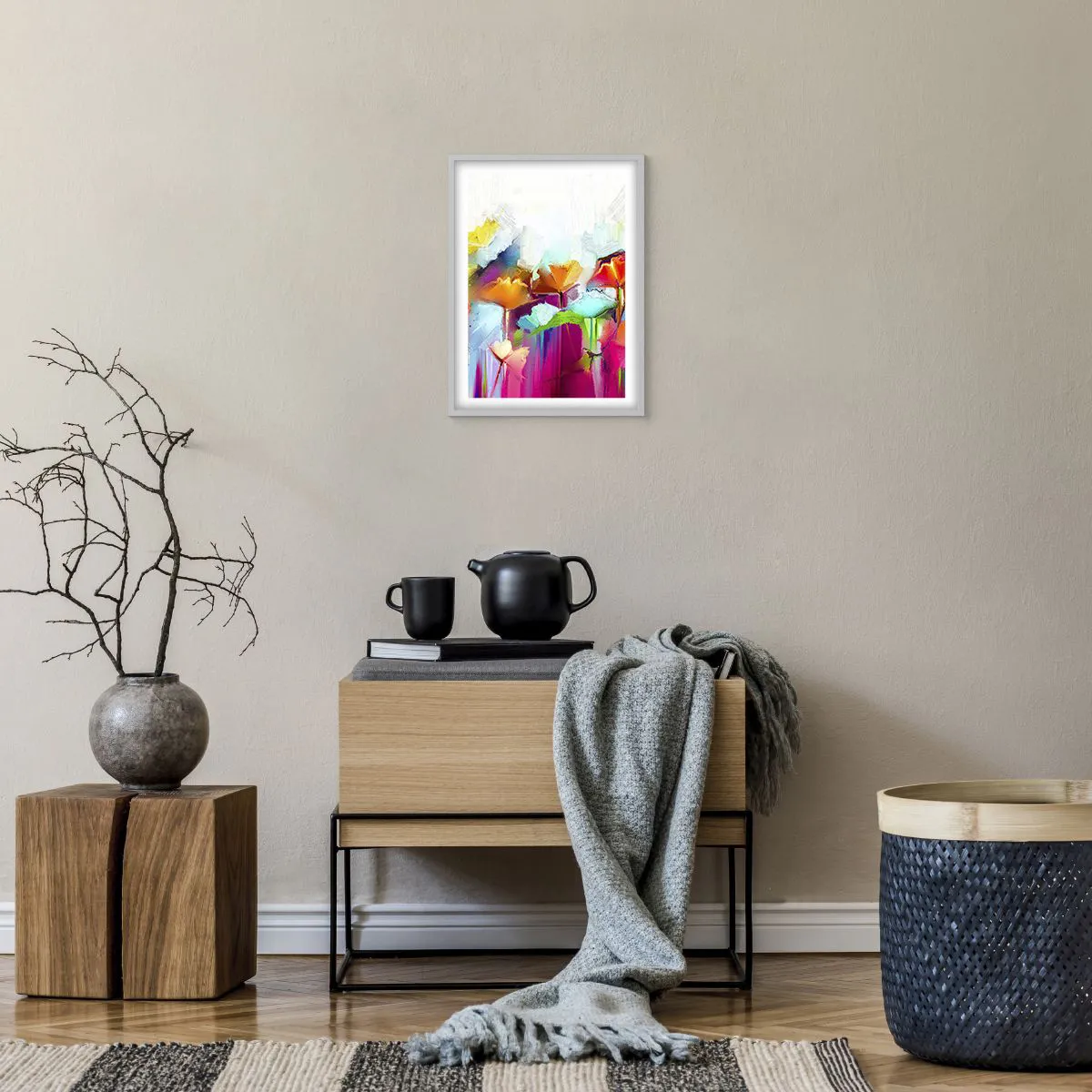 Affiche dans un cadre blanc - Poster - L'arc-en-ciel s'est épanoui - 30x40 cm