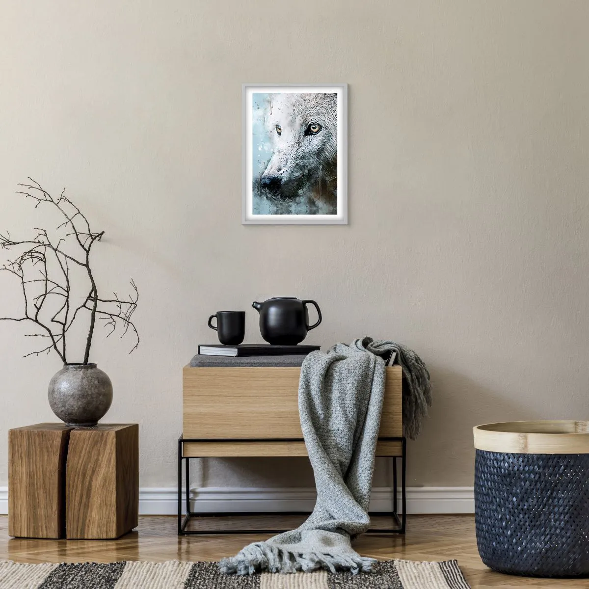 Poster în ramă albă - Faceți cunoștință cu sufletul lupului - 30x40 cm