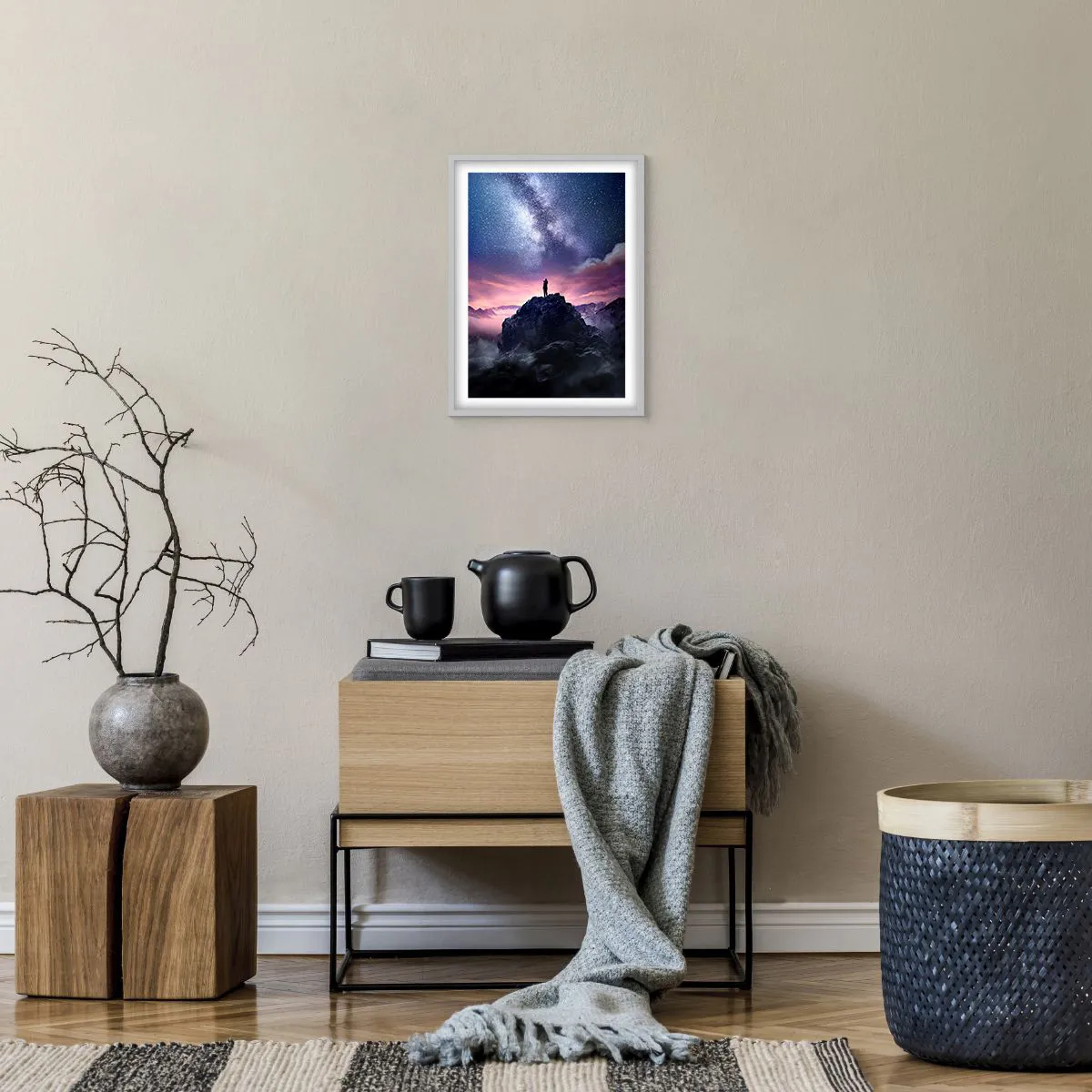 Poster in einem weißen Rahmen - Und er fühlte das Leben - 30x40 cm