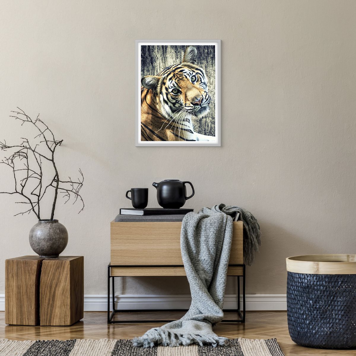 Poster in einem weißen Rahmen Tiere, Poster in einem weißen Rahmen Tiger, Poster in einem weißen Rahmen Afrika, Poster in einem weißen Rahmen Wildes Tier, Poster in einem weißen Rahmen Indien