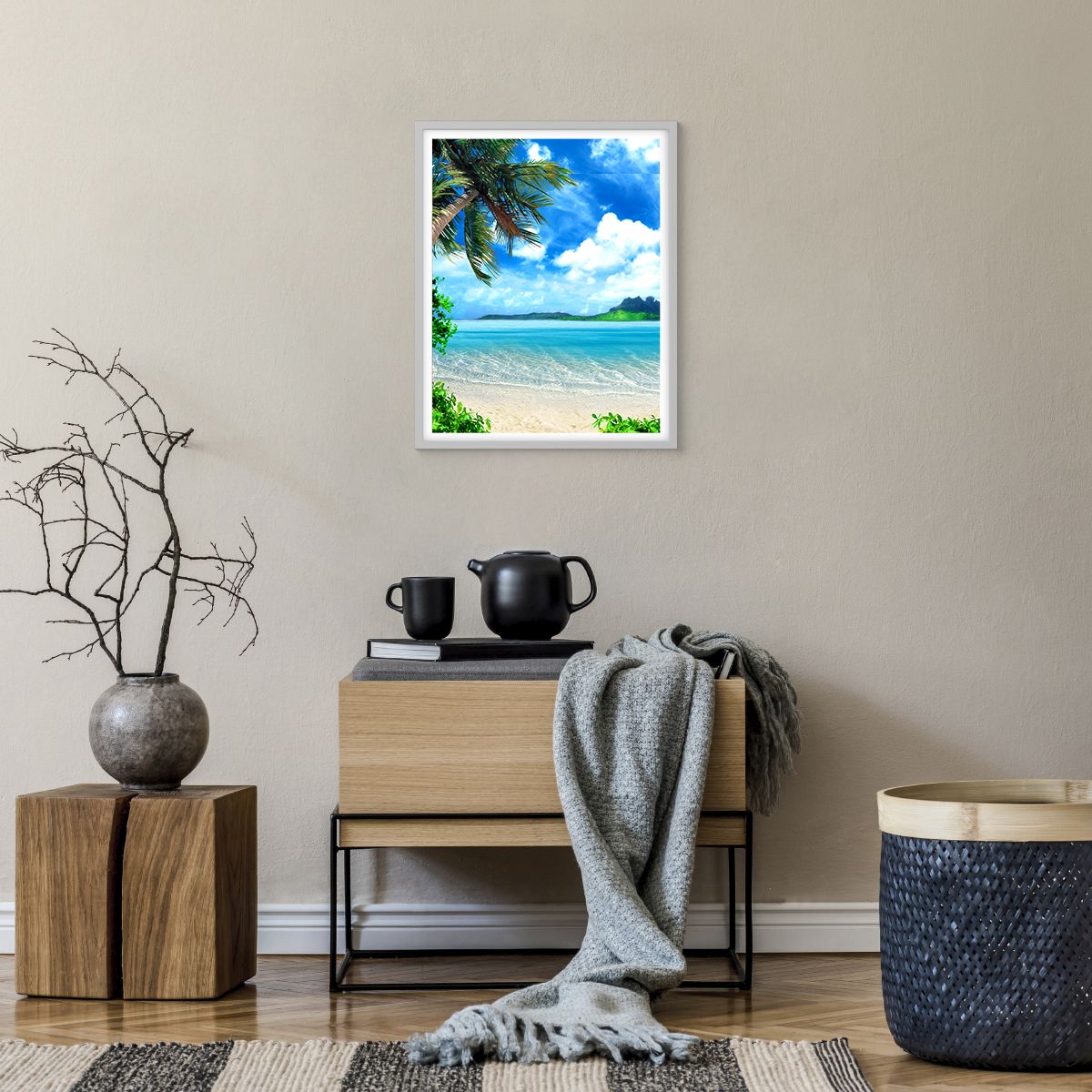 Poster in einem weißen Rahmen Landschaft, Poster in einem weißen Rahmen Ozean, Poster in einem weißen Rahmen Strand, Poster in einem weißen Rahmen Mysteriöse Insel, Poster in einem weißen Rahmen Tropen