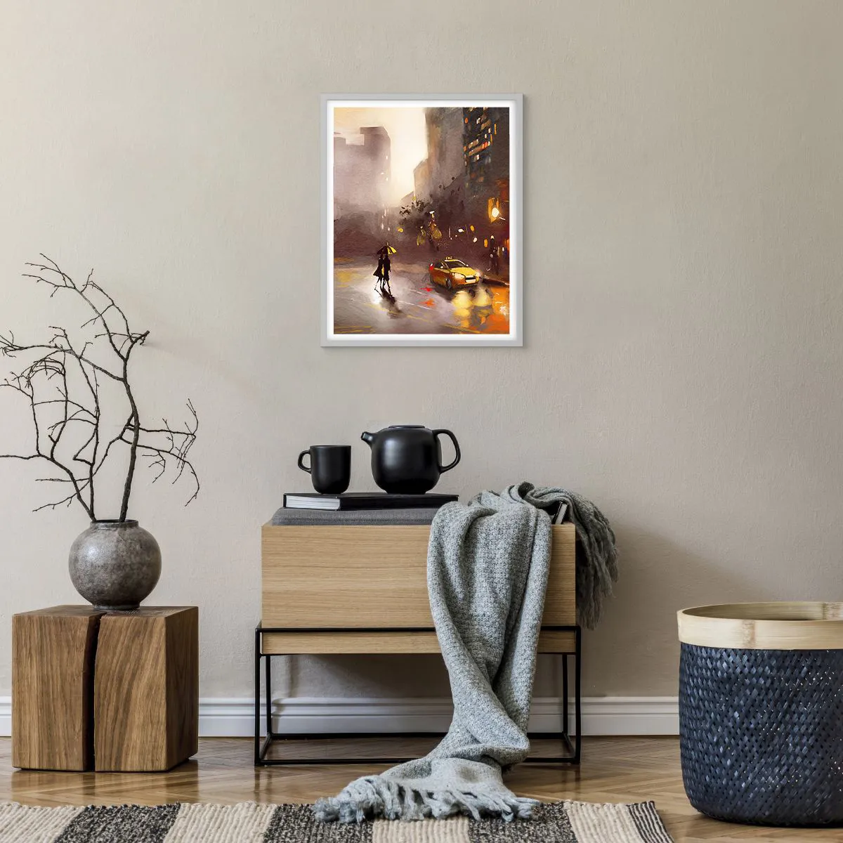 Poster in einem weißen Rahmen - Im Licht von New York - 40x50 cm