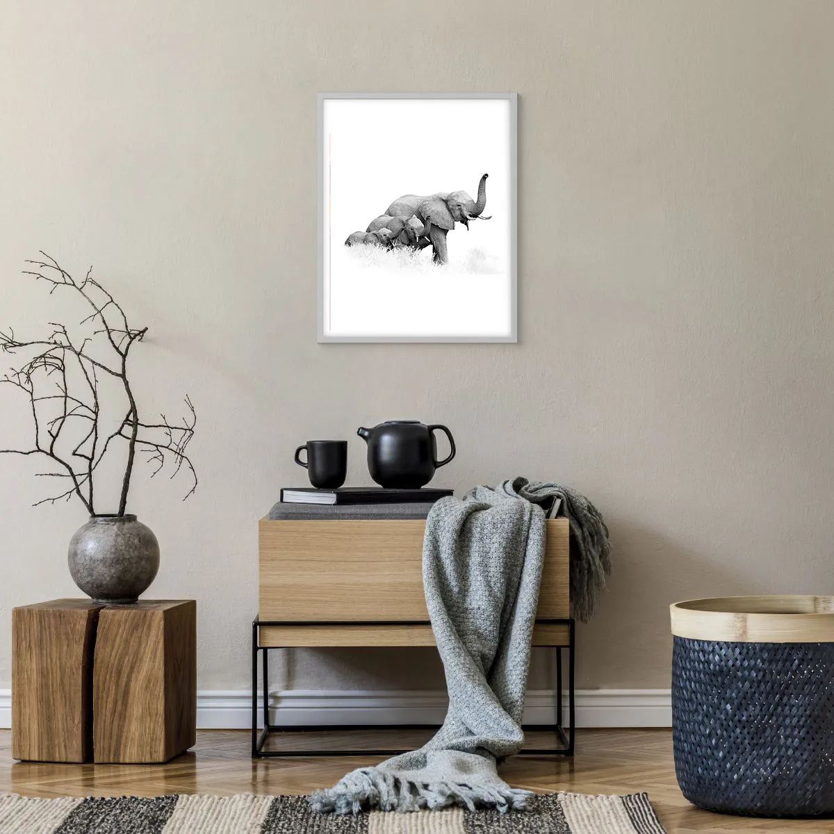 Affiche dans un cadre blanc - Poster - Un, deux, trois - 40x50 cm