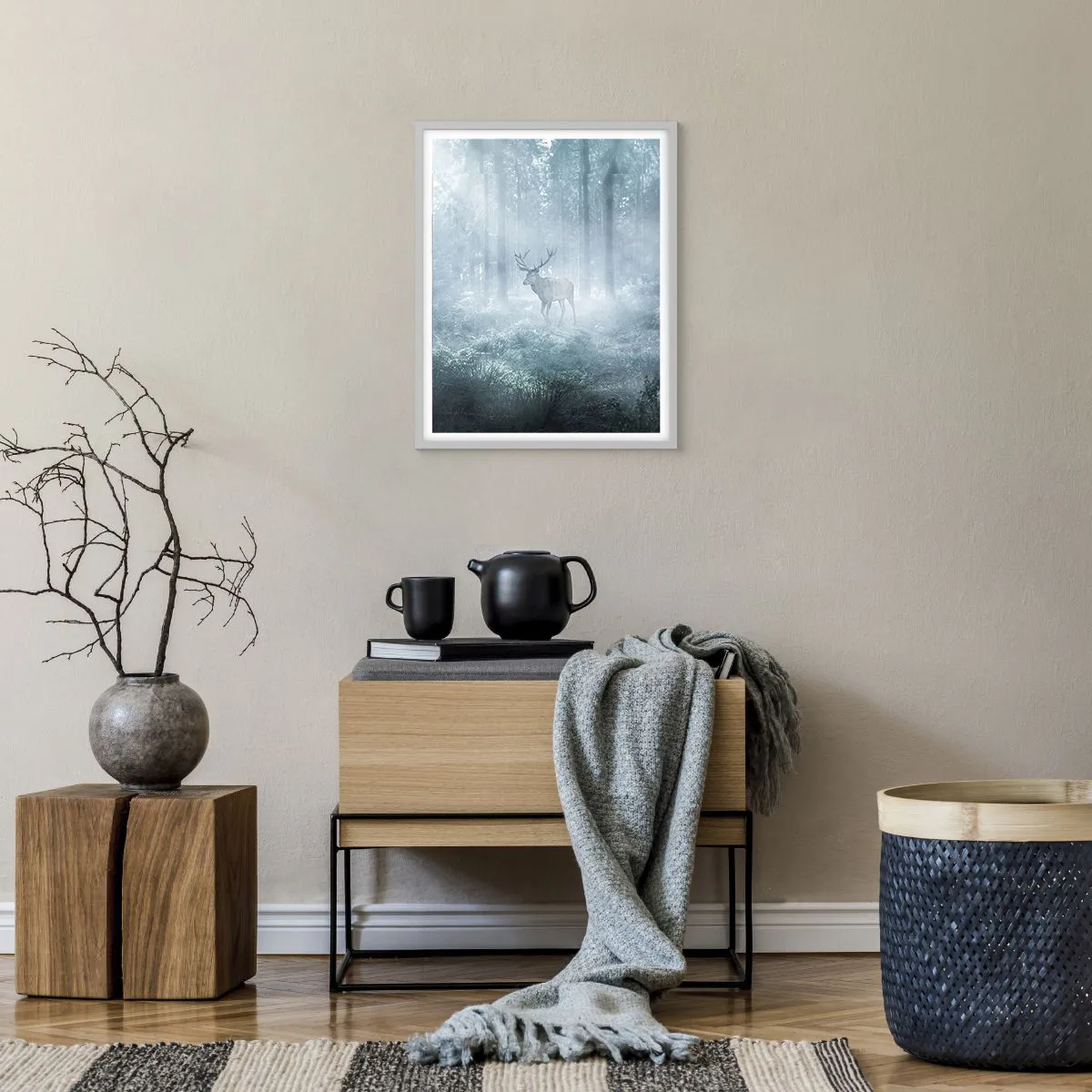 Affiche dans un cadre blanc - Poster - Visite matinale du domaine - 40x50 cm