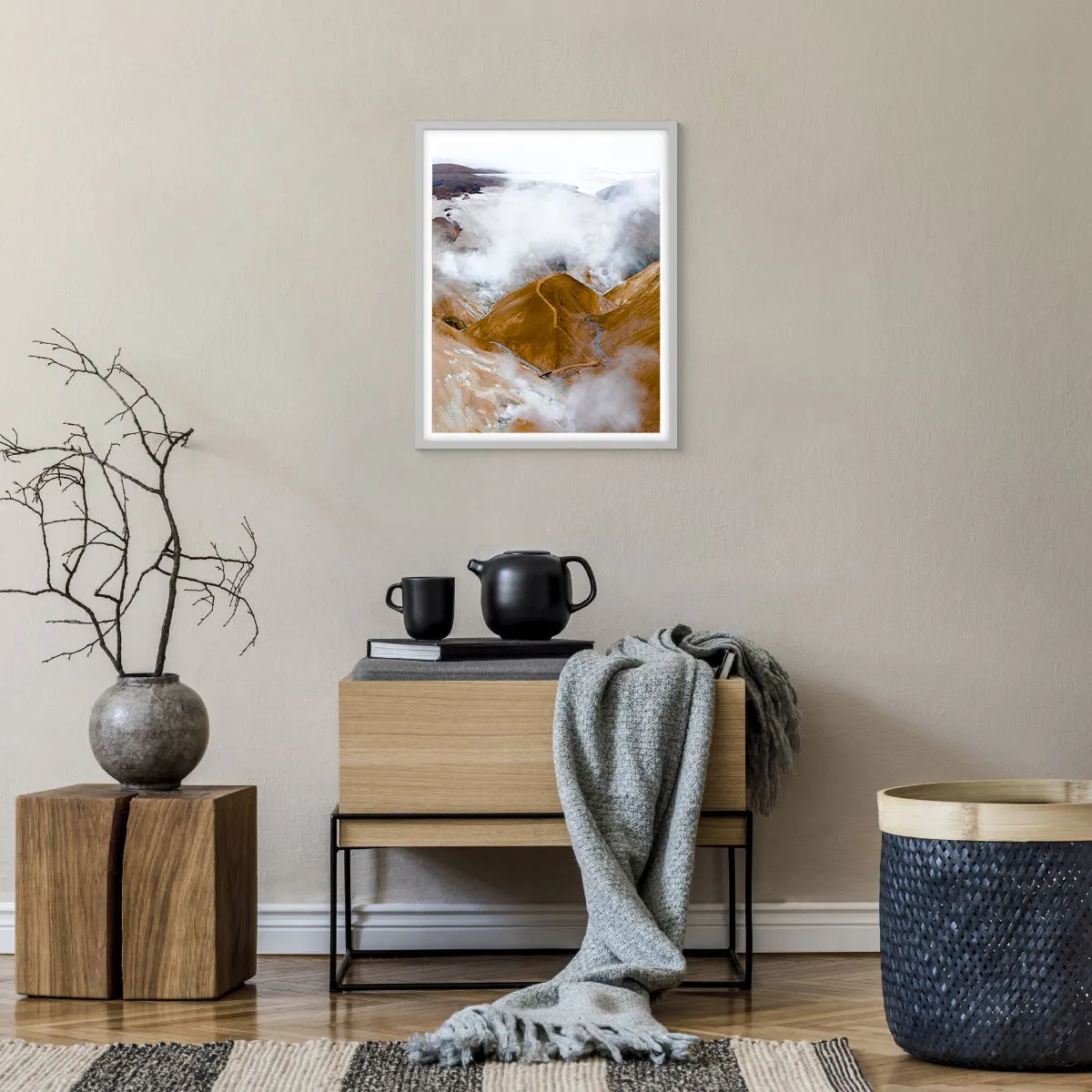 Plagát v bielom ráme - Drsná krása Islandu - 40x50 cm