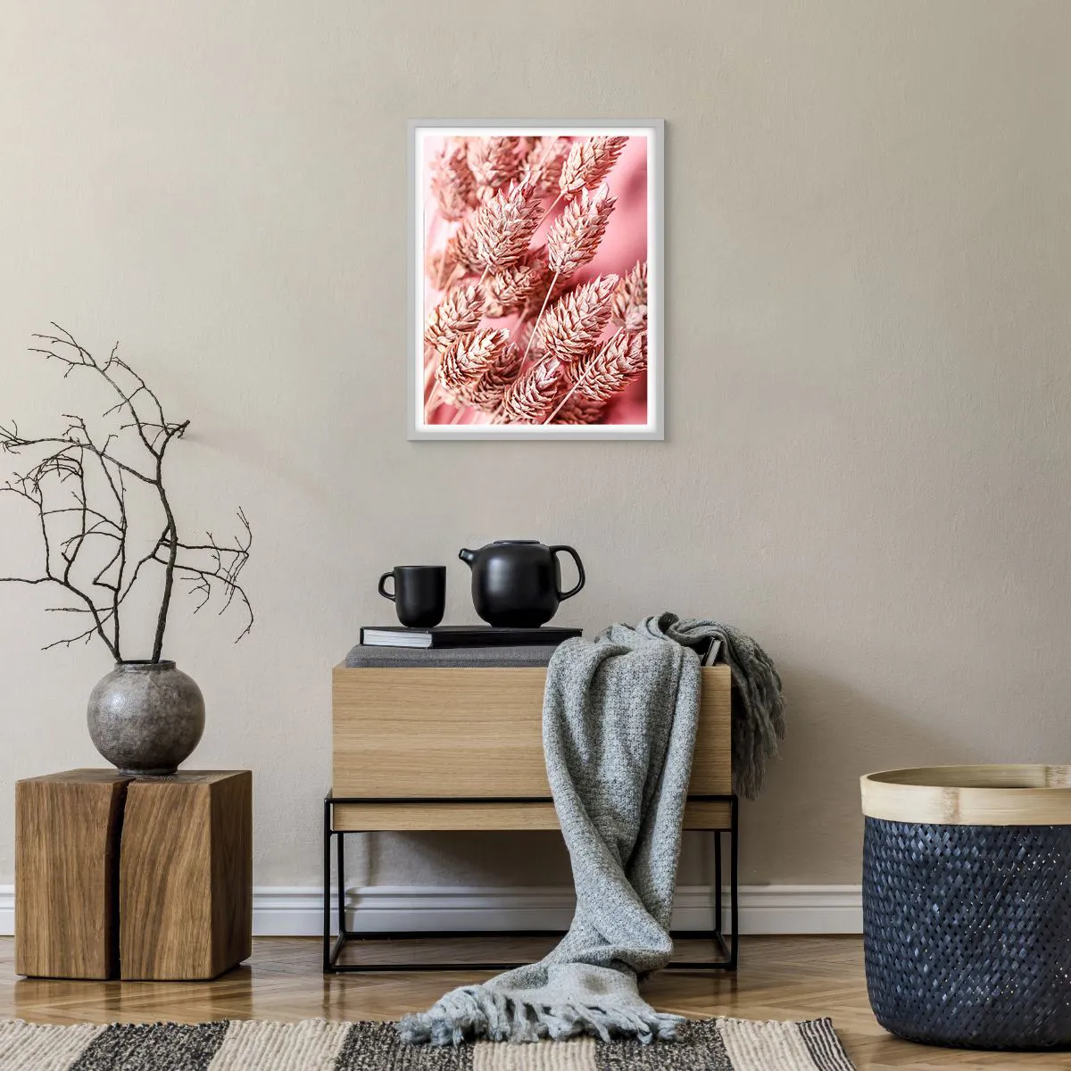 Poster in white frmae - Flowery Cascade in Pink - 40x50 cm