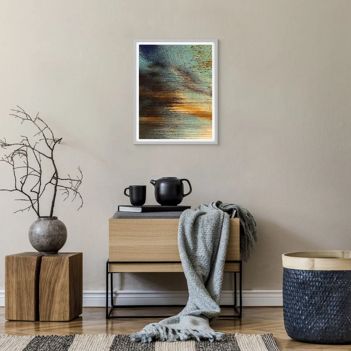 Poster in een witte lijst - Een niet toevallig kleurrijke compositie - 40x50 cm