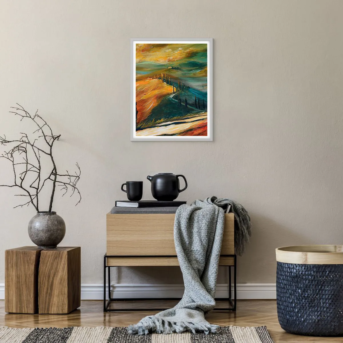 Poszter fekete keretben - Toszkán táj - 40x50 cm