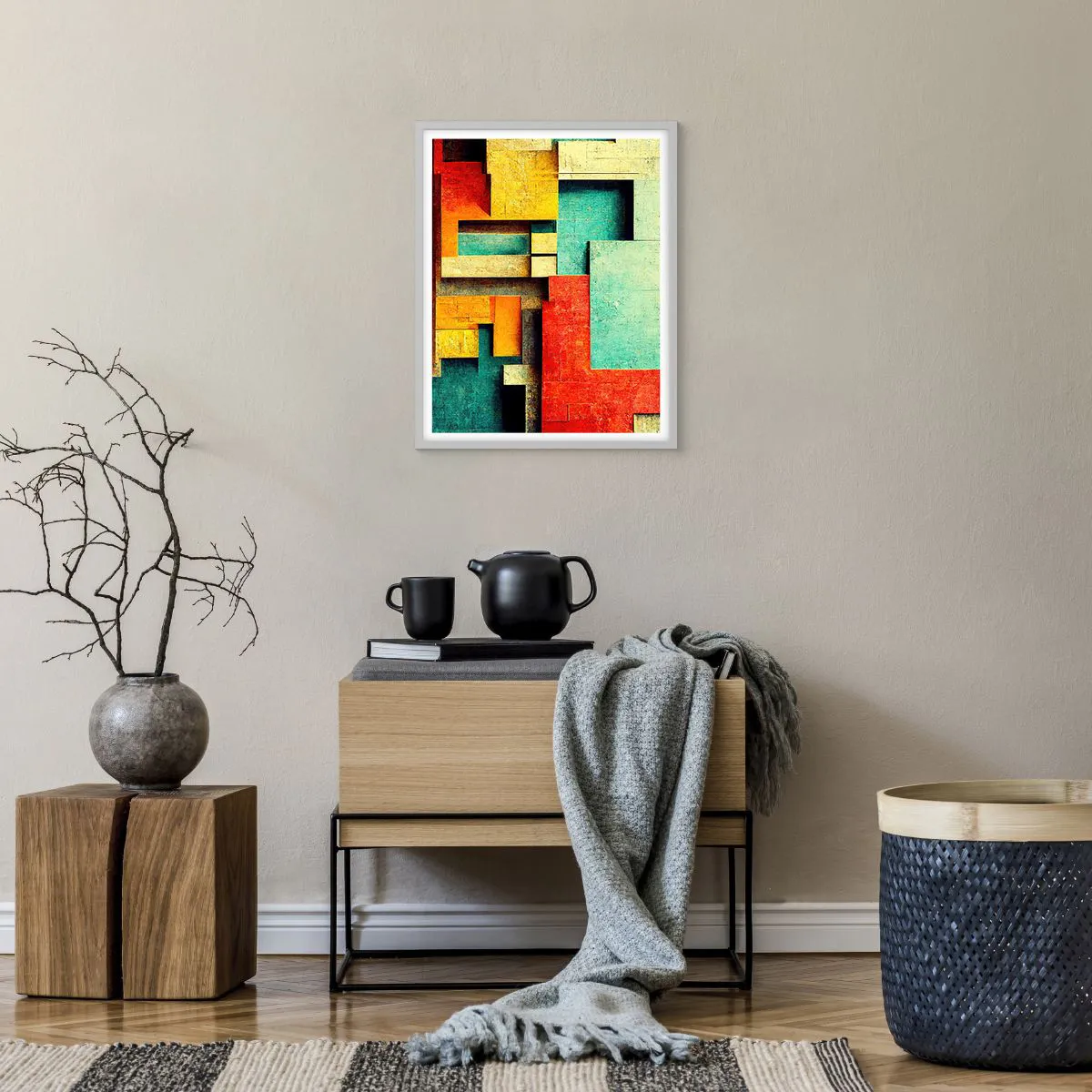 Plakat w białej ramie - Festiwal kątów prostych - 40x50 cm