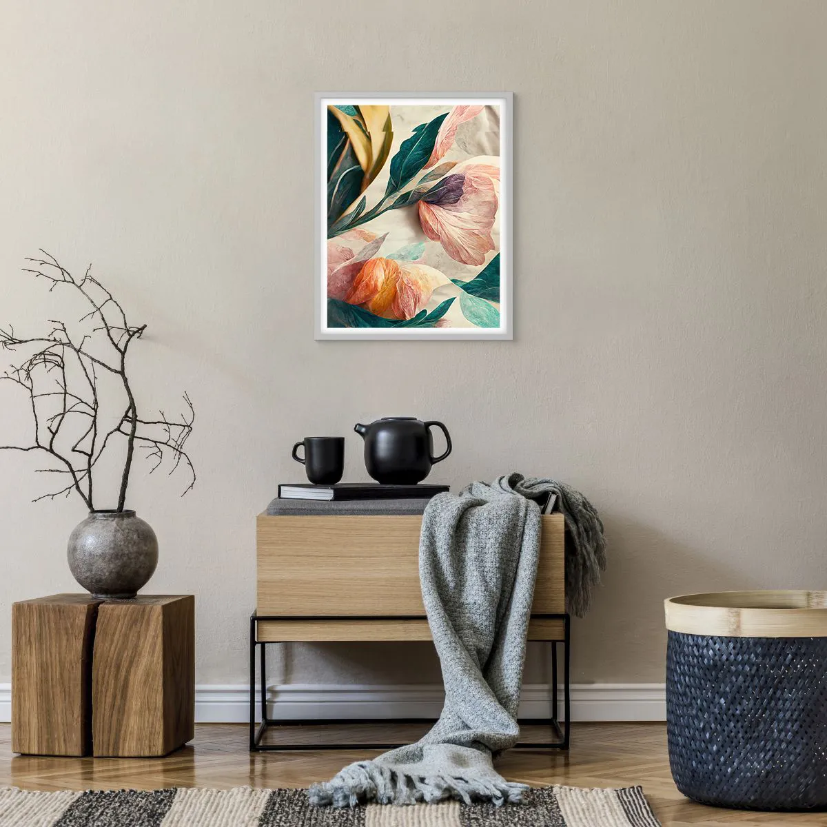 Poster in einem weißen Rahmen - Blumen der südlichen Inseln - 40x50 cm