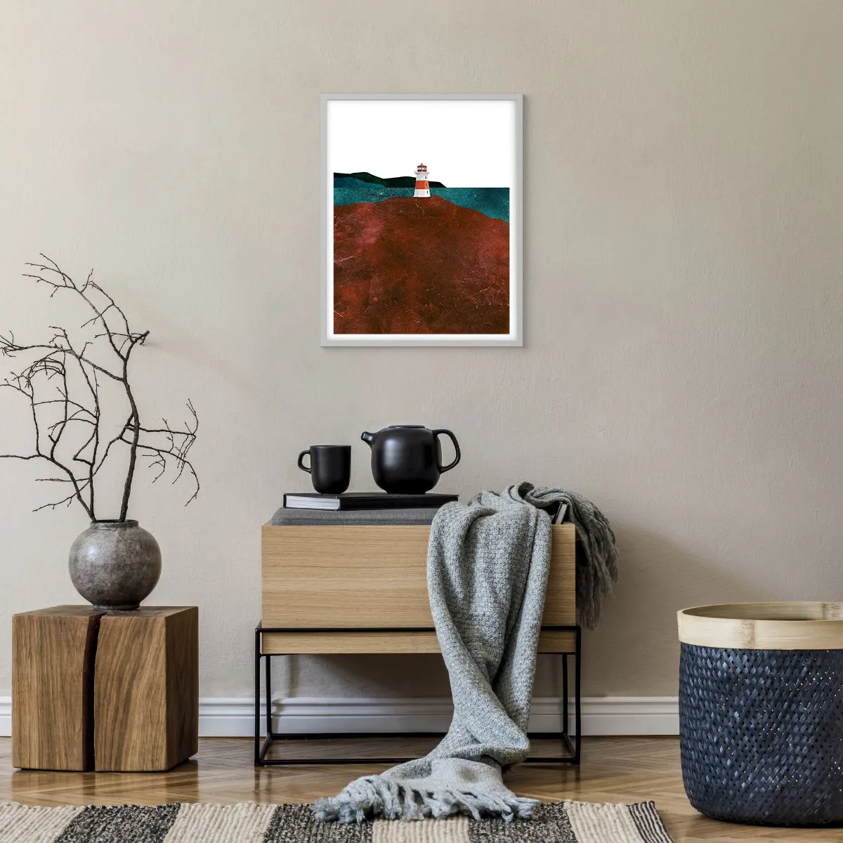 Poster in einem weißen Rahmen - Aufs Meer starren - 40x50 cm