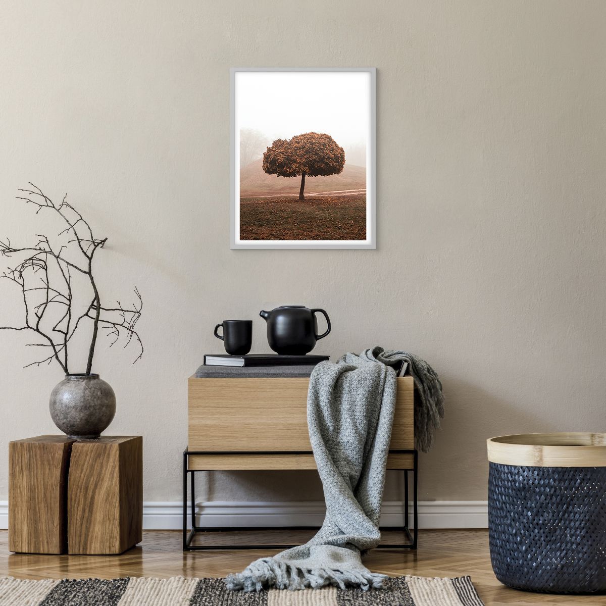 Plakat i hvid ramme Træ, Plakat i hvid ramme Efterår, Plakat i hvid ramme Natur