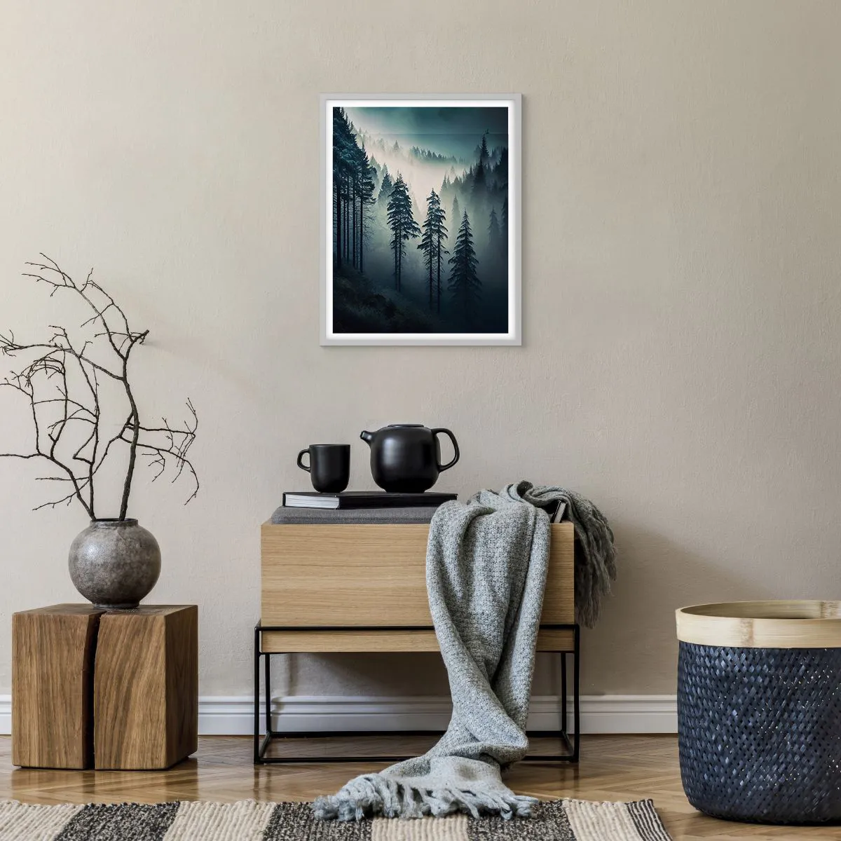 Affisch i vit ram - Morgon i fjällen - 40x50 cm