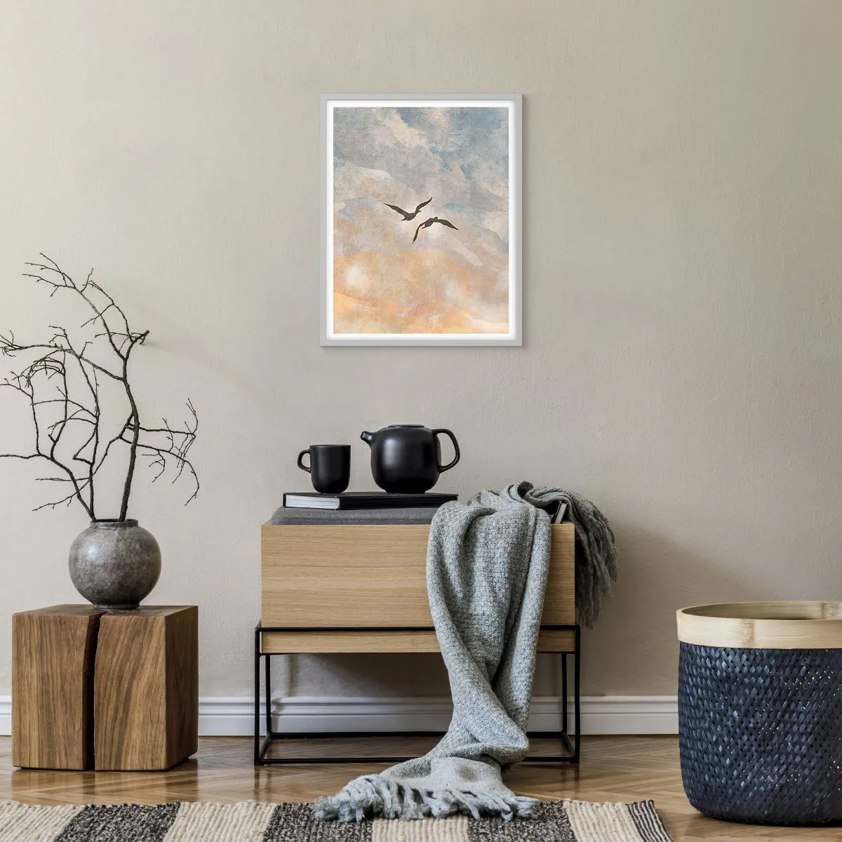 Affiche dans un cadre blanc - Poster - Danse du ciel - 40x50 cm