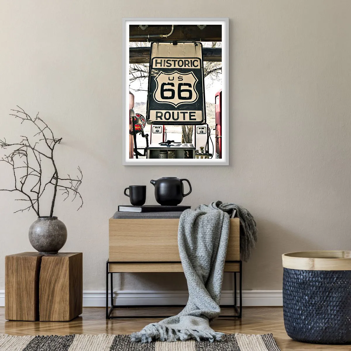 Plakat w białej ramie - Amerykańska retro podróż - 50x70 cm