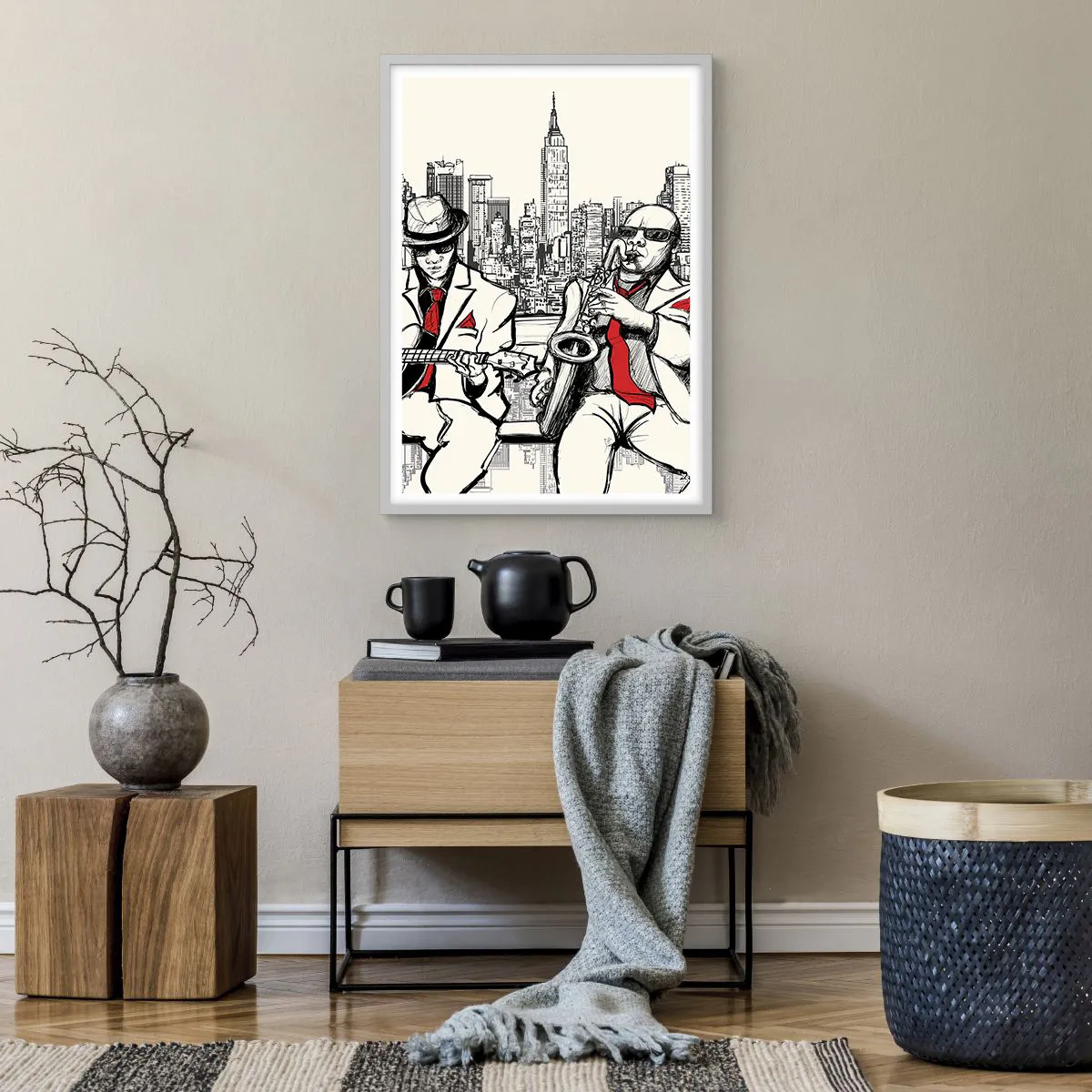 Affiche dans un cadre blanc - Poster - improvisation new-yorkaise - 50x70 cm