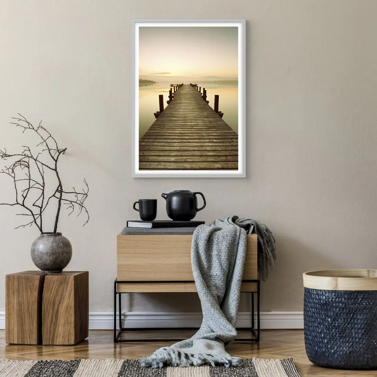 Poszter fekete keretben - Hajnal előtt, hajnal, fény - 50x70 cm