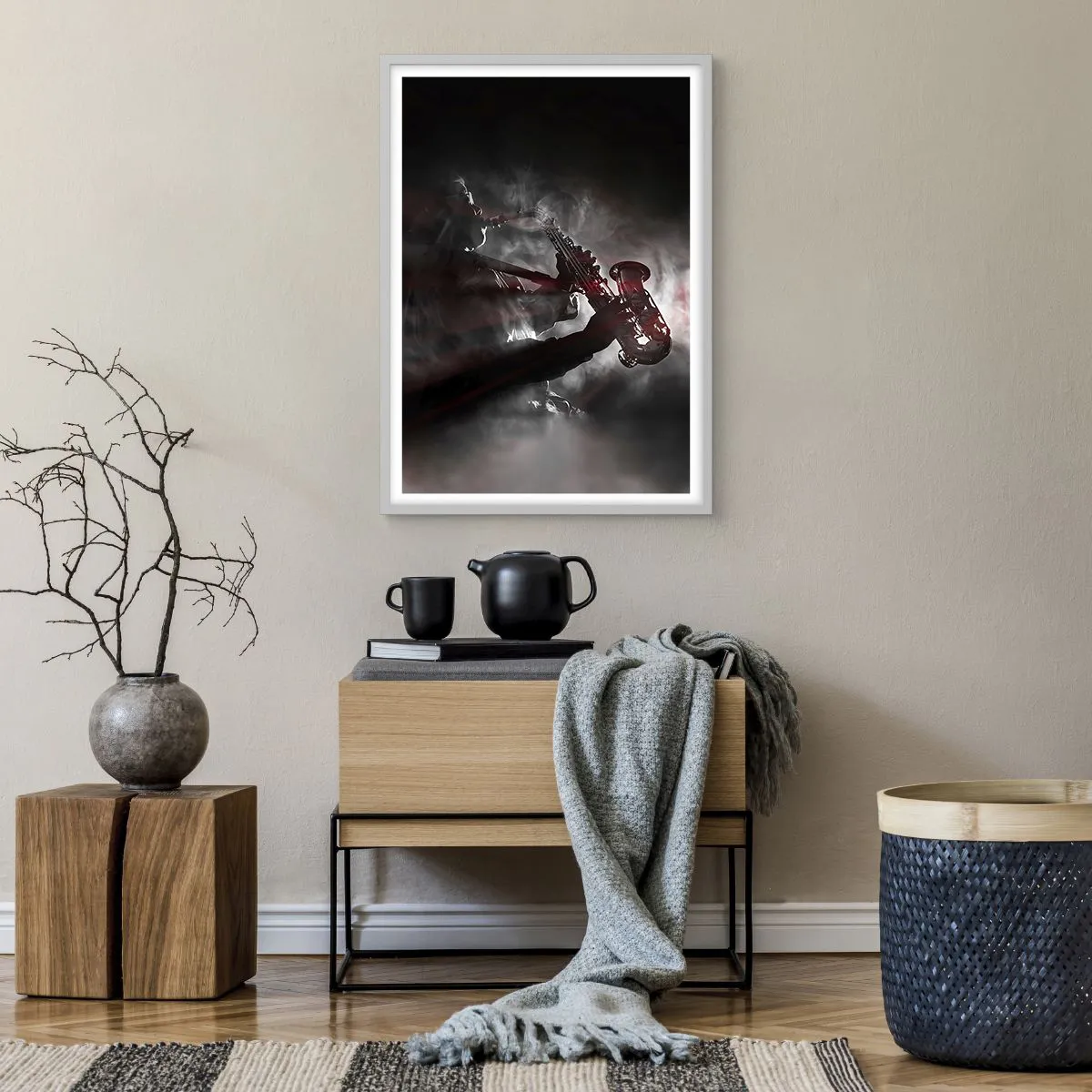 Plakat w białej ramie - W oparach jazzu - 50x70 cm