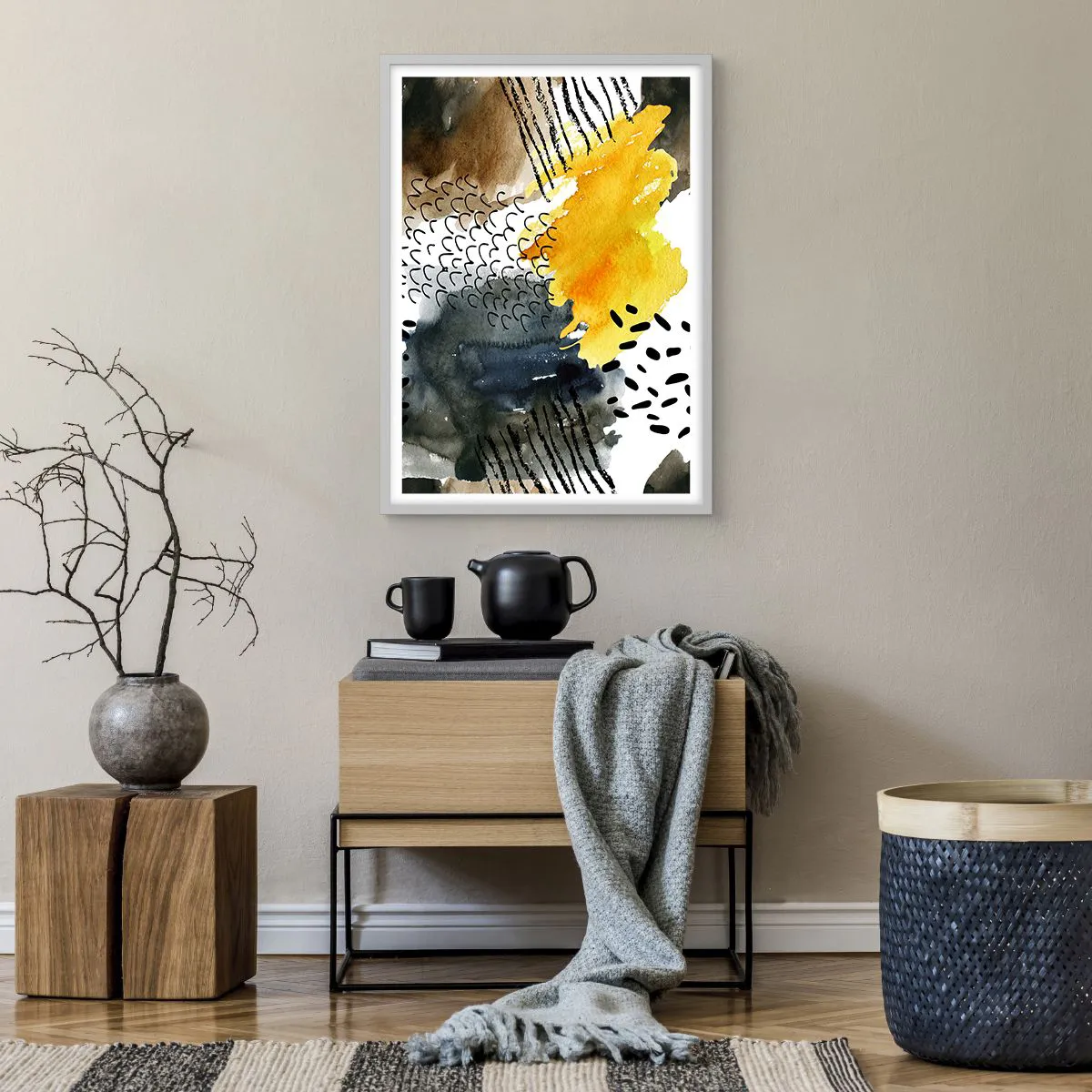 Affiche dans un cadre blanc - Poster - Rencontre des éléments - 50x70 cm