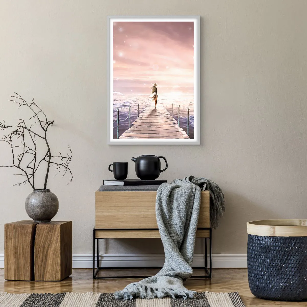 Poster in einem weißen Rahmen - Im Licht eines Traums - 50x70 cm