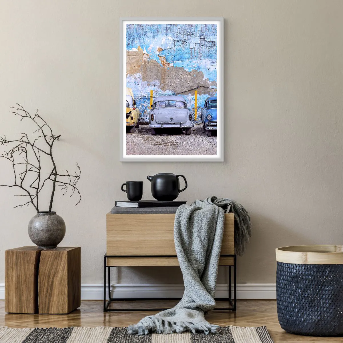 Affiche dans un cadre blanc - Poster - Rencontre de vétérans - 50x70 cm